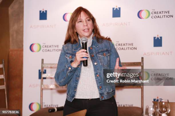 Robin Bronk speaks at the 2018 Creative Coalition Leading Women's Luncheon Presented By Aspiriant during Sunfance 2018 on January 20, 2018 in Park...