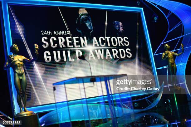 View of the atmosphere at the 24th Annual Screen Actors Guild Awards - Behind The Scenes Day 3 at The Shrine Auditorium on January 20, 2018 in Los...