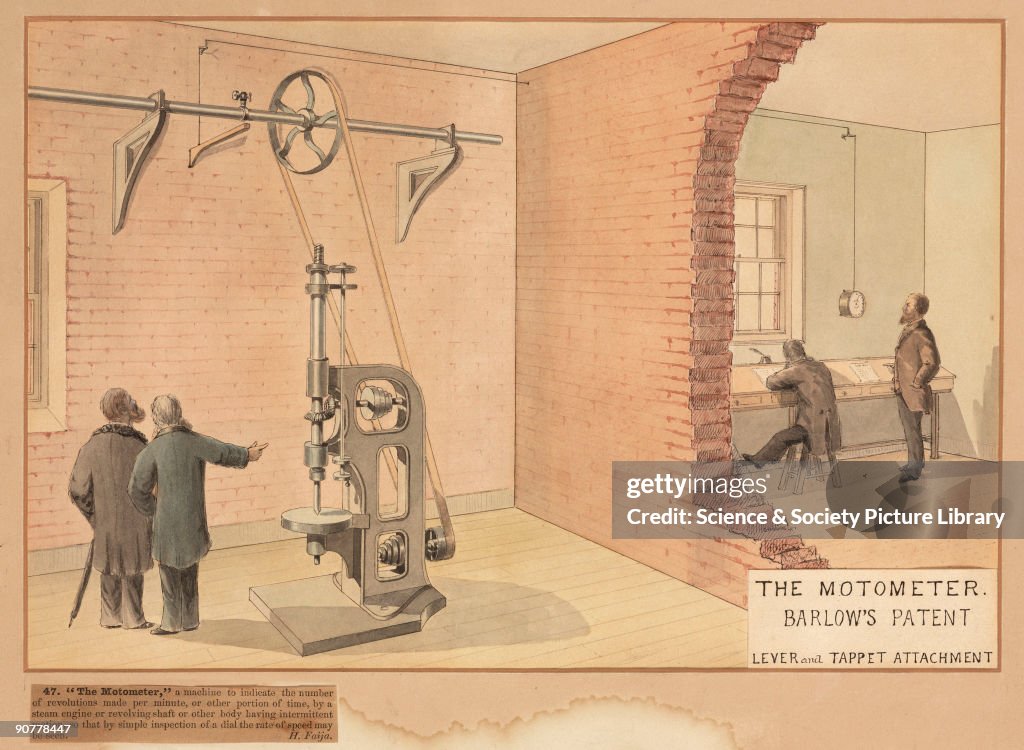 Barlows patent motormeter - lever & tappet attachment, 19th century.