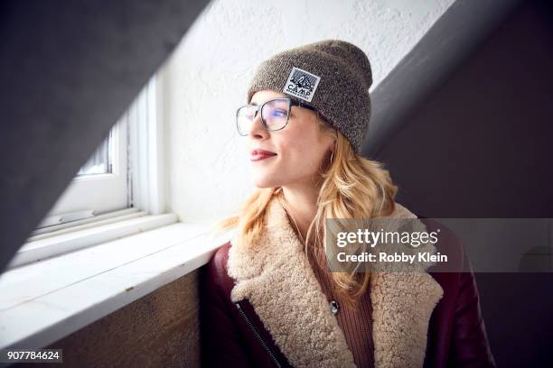 Emily Bett Rickards from the film 'Funny Story' poses for a portrait in the YouTube x Getty Images Portrait Studio at 2018 Sundance Film Festival on...