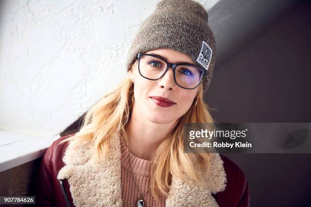 Emily Bett Rickards from the film 'Funny Story' poses for a portrait in the YouTube x Getty Images Portrait Studio at 2018 Sundance Film Festival on...