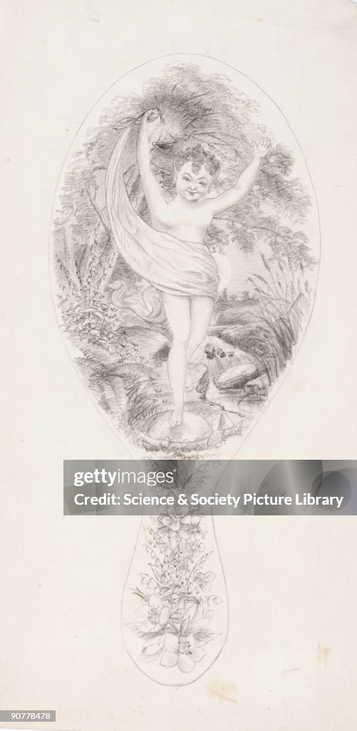 Design for a mirror back, 1870-1875.