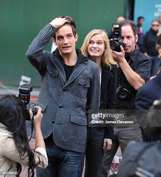 Nico Tortorella and Sara Paxton filming on location for "The Beautiful Life: TBL" on the streets of Manhattan on September 14, 2009 in New York City.