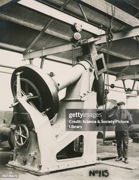 One of six photographs showing the construction of the 26 inch equatorial refractor by Sir Howard Grubb, Parsons and Company of Newcastle upon Tyne,...