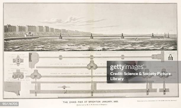 Plan and view of the pier, �drawn from actual admeasurement� by architect T W Clisby. The pier was designed by Samuel Brown and built at a cost of...