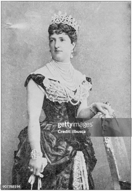 antique photograph of people from the world: queen margareth of italy - queens stock illustrations