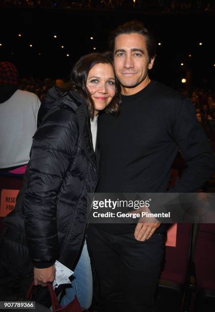 Maggie Gyllenhaal and Jake Gyllenhaal attend the "Wildlife" Premiere during the 2018 Sundance Film Festival at Eccles Center Theatre on January 20,...