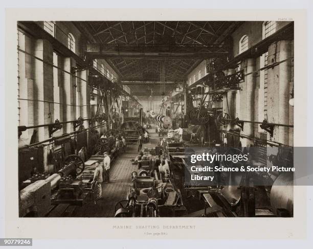 Lathes and other heavy machinery for manufacturing ships� components at the Vickers factory in Sheffield. In 1897 the Vickers firm bought the Barrow...