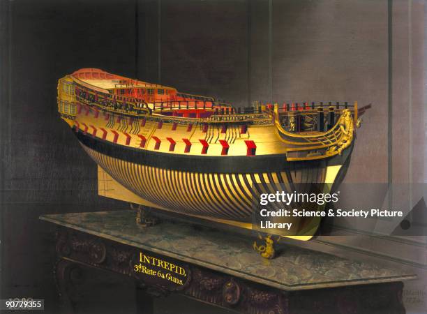 Perspective painting of a whole hull model by Joseph Marshall, commissioned by King George III. In 1773, George III directed that plans for one of...