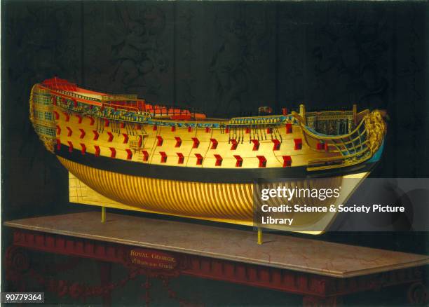 Perspective painting of a whole hull model by Joseph Marshall, commissioned by King George III. In 1773, George III directed that plans for one of...