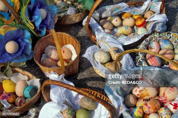 Painted eggs. Pradalunga. Italy.