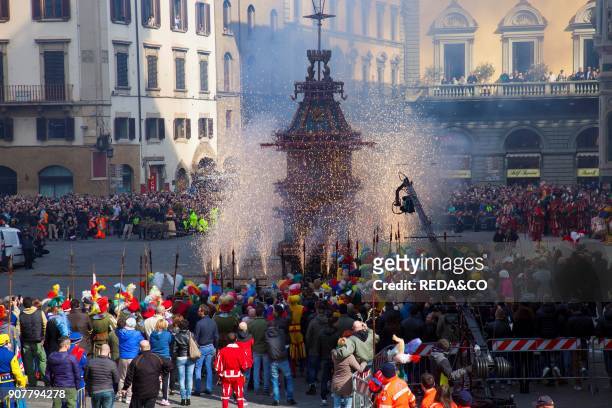 Scoppio del Carro. Explosion of the Car.Easter Sunday. Florence.Tuscany.Italy. Europe.