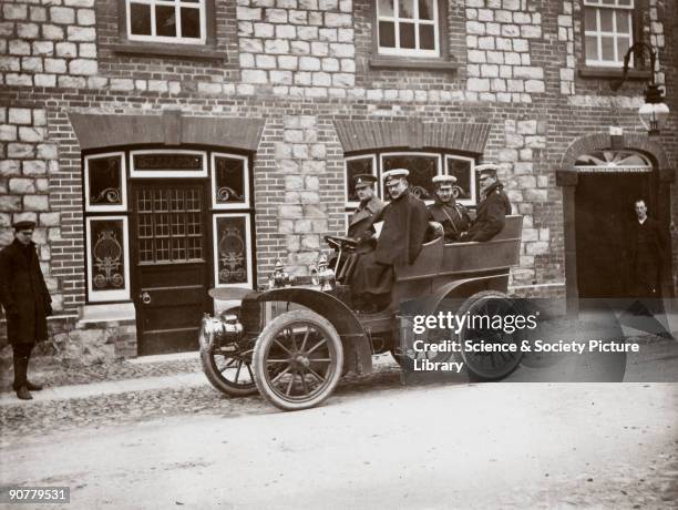 Photograph from an album of images compiled by English motorist, motor car manufacturer and aviator, Charles Stewart Rolls . Rolls is shown in the...