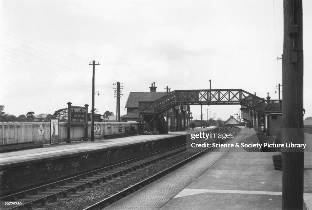 London, Midland & Scottish Railways (LMS) Symington station, c 1938.