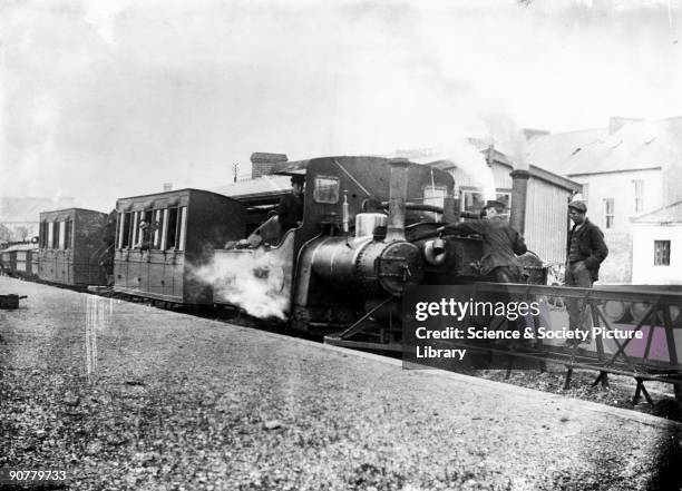 Locomotive No 2 with a mixed goods and passenger train at Ballybunion station, County Kerry, Ireland, c 1900. The Listowel & Ballybunion Railway...