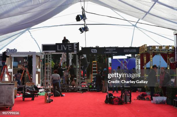 View of the atmosphere at the 24th Annual Screen Actors Guild Awards - Behind The Scenes Day 3 at The Shrine Auditorium on January 20, 2018 in Los...