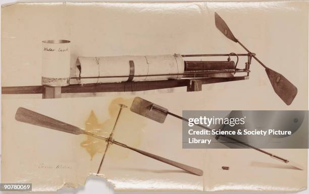 Photograph showing model flying machines designed by the English-born Australian aeronautical pioneer, Lawrence Hargrave . Hargrave was primarily...