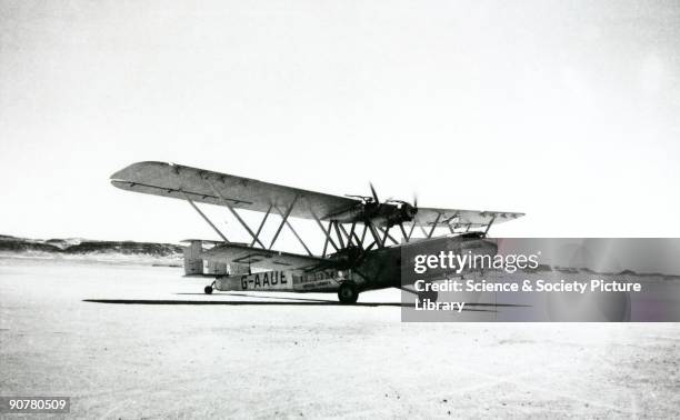 Hadrian' taxiing in at Wadi Halfa en route to Cape Town in September 1936. The Handley Page HP42 was the most famous Imperial Airways airliner of the...