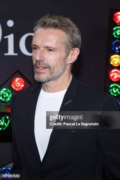 Lambert Wilson poses at Dior Homme Menswear Fall/Winter 2018-2019 show as part of Paris Fashion Week at Grand Palais on January 20, 2018 in Paris,...