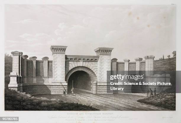 Lithograph with the caption �London & Birmingham Railway - London entrance to the Primrose Hill tunnel now in process of erection. Designed by W H...
