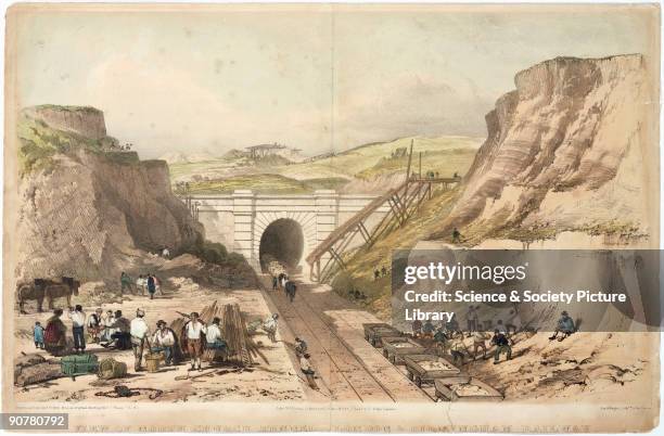 Lithograph by A Picken after a drawing by S C Bries. In 1833 Robert Stephenson was appointed chief engineer of the London & Birmingham Railway , the...