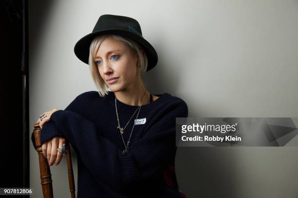 Andrea Riseborough from the film 'Mandy' poses for a portrait at the YouTube x Getty Images Portrait Studio at 2018 Sundance Film Festival on January...