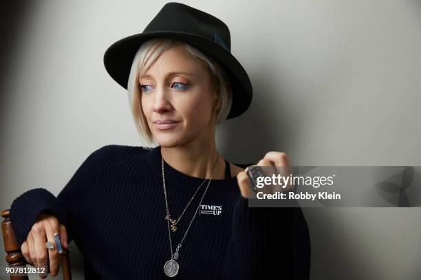 Andrea Riseborough from the film 'Mandy' poses for a portrait at the YouTube x Getty Images Portrait Studio at 2018 Sundance Film Festival on January...