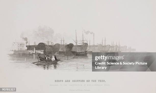 Transporting coal from the North-East collieries by ship. One of ten etchings published by William Fordyce in �Coal and Iron� , after original plates...