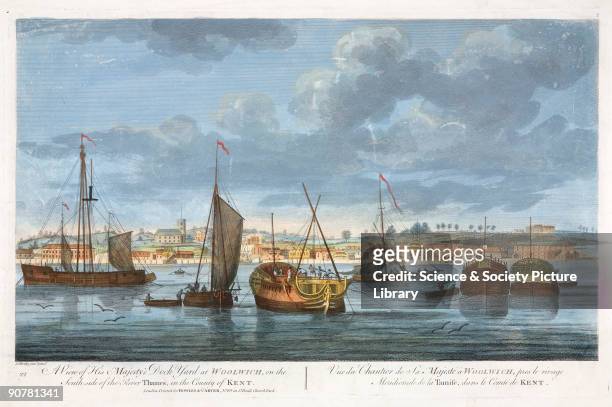 Hand coloured engraving, printed for Bowles and Carver and reissued in 1821. Henry VIII announced his plans to build two dockyards on the Thames in...