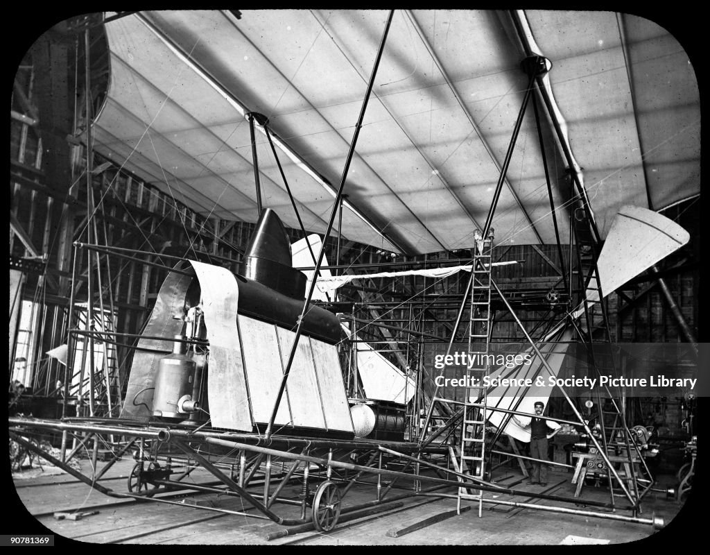 Maxims flying machine under construction, 1894.