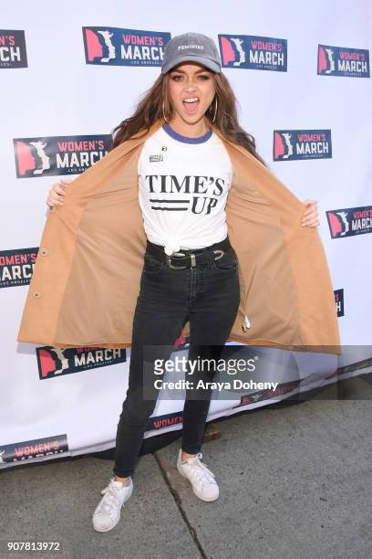 Actor Sarah Hyland at 2018 Women's March Los Angeles at Pershing Square on January 20, 2018 in Los Angeles, California.