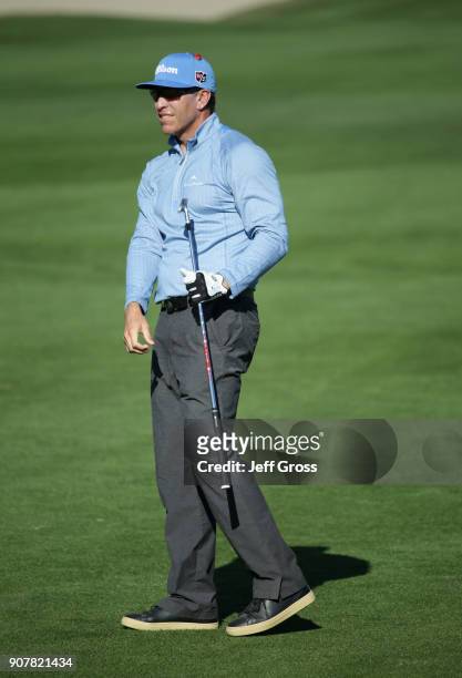 Ricky Barnes plays his shot on the second hole during the third round of the CareerBuilder Challenge at the TPC Stadium Course at PGA West on January...