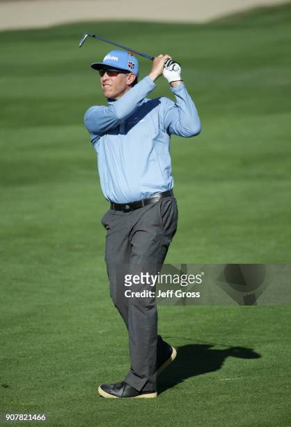 Ricky Barnes plays his shot on the second hole during the third round of the CareerBuilder Challenge at the TPC Stadium Course at PGA West on January...