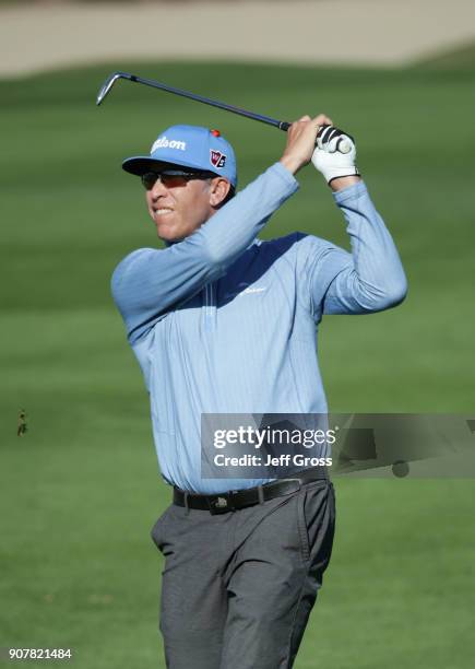 Ricky Barnes plays his shot on the second hole during the third round of the CareerBuilder Challenge at the TPC Stadium Course at PGA West on January...