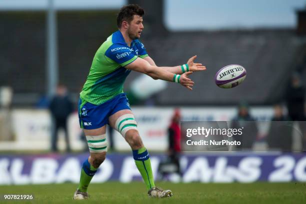 Eoghan Masterson of Connacht in action during the European Rugby Challenge Cup Round 6 between Connacht Rugby and Oyonnax at the Sportsground in...