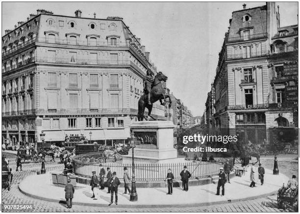 antique photograph of world's famous sites: place des victoires, paris - turn of the century stock illustrations