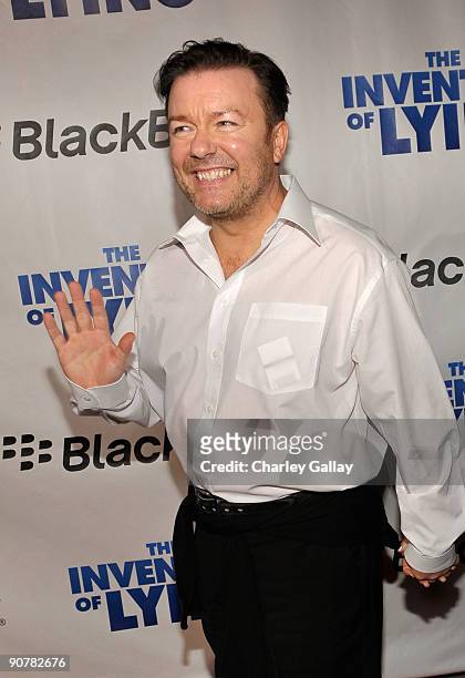 Writer/Director/Actor Ricky Gervais attends the "The Invention Of Lying" After Party Sponsored By Blackberry held at the The Visa Screening Room at...