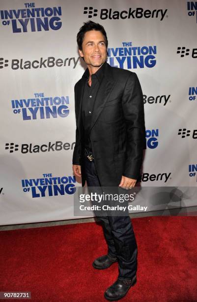 Actor Rob Lowe poses at "The Invention Of Lying" After Party Sponsored By Blackberry held at the The Visa Screening Room at the Elgin Theatre during...