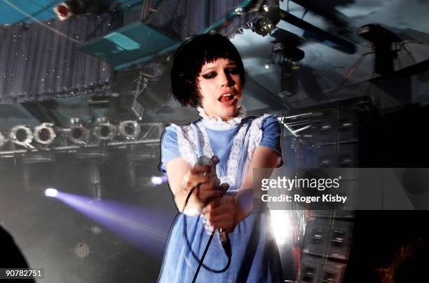 Alice Glass of Crystal Castles performs onstage during the ATP New York 2009 festival at the Kutsheris Country Club on September 13, 2009 in...