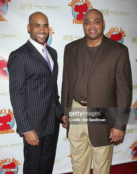Boris Kodjoe and Charles Barkley attend Cocktails with a Cause benefitting Sophie's Voice Foundation at the Hearst Tower on September 14, 2009 in New...