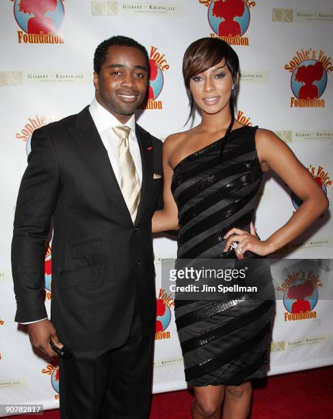 Curtis Martin and Keri Hilson attend Cocktails with a Cause benefitting Sophie's Voice Foundation at the Hearst Tower on September 14, 2009 in New...