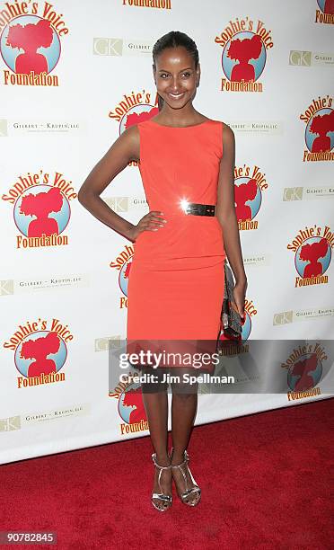 Model Sara Nuru attends Cocktails with a Cause benefitting Sophie's Voice Foundation at the Hearst Tower on September 14, 2009 in New York City.