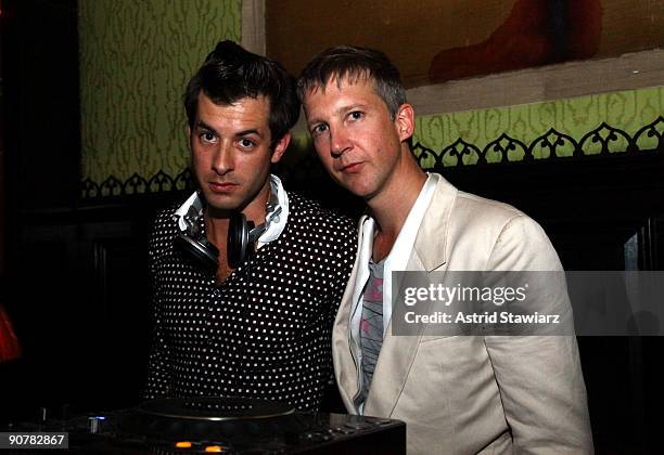 Mark Ronson and Jefferson Hack attend the Dazed & Confused and Hudson Jeans After-Party Hosted by Georgia May Jagger at The Jane Hotel on September...