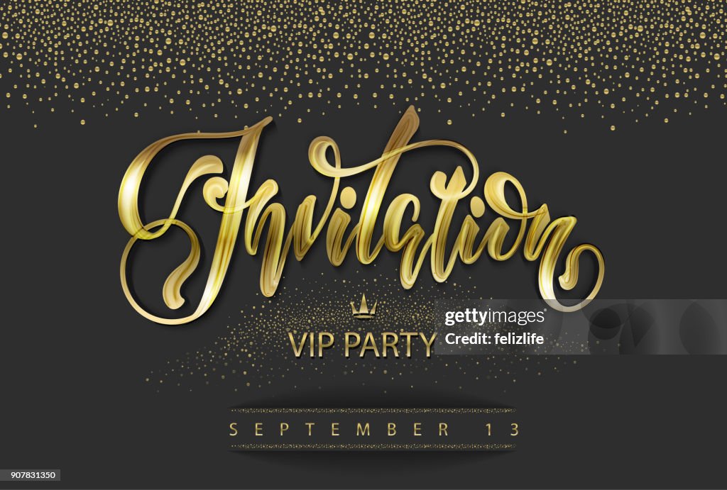 Vip Night Lettering Vip Invitation Card With Lettering Invitation High-Res Vector Graphic ...