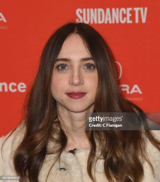 Actor/writer Zoe Kazan attends the 'Wildlife' Premiere during the 2018 Sundance Film Festival at Eccles Center Theatre on January 20, 2018 in Park...