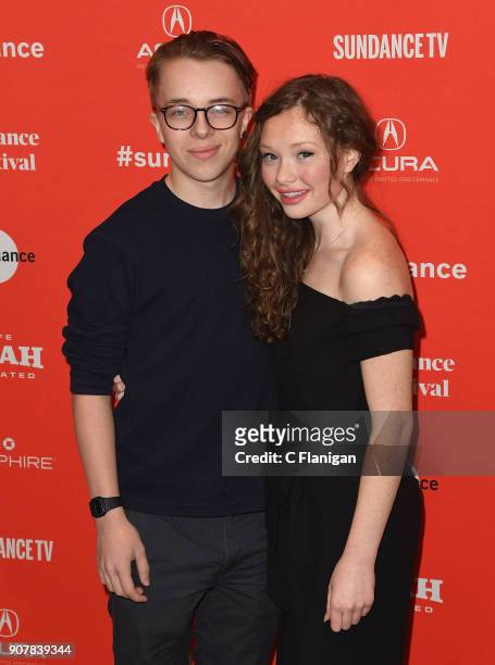 Actors Ed Oxenbould and Zoe Margaret Colletti attend the 'Wildlife' Premiere during the 2018 Sundance Film Festival at Eccles Center Theatre on...