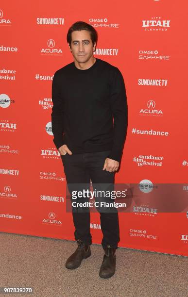 Actor Jake Gyllenhaal attends the 'Wildlife' Premiere during the 2018 Sundance Film Festival at Eccles Center Theatre on January 20, 2018 in Park...