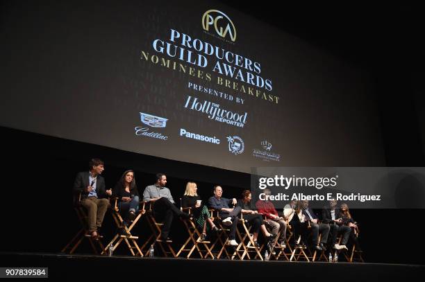 Producers Peter Spears, Emma Thomas, Sean McKittrick, Margot Robbie, Mark Gordon, Evelyn O'Neill, Barry Mendel, Amy Pascal, J. Miles Dale, graham...