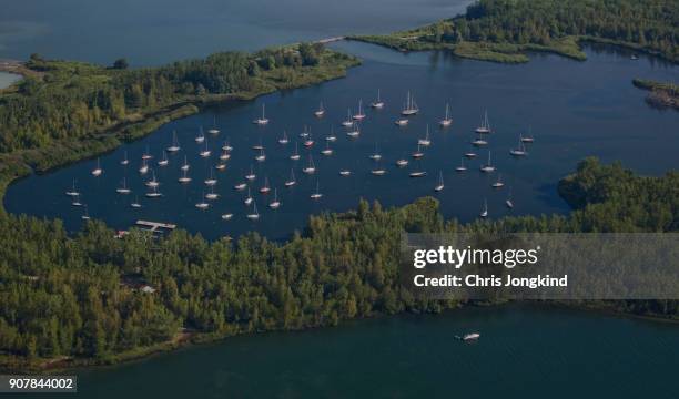 aerial view of natural harbour - lake ontario stock pictures, royalty-free photos & images