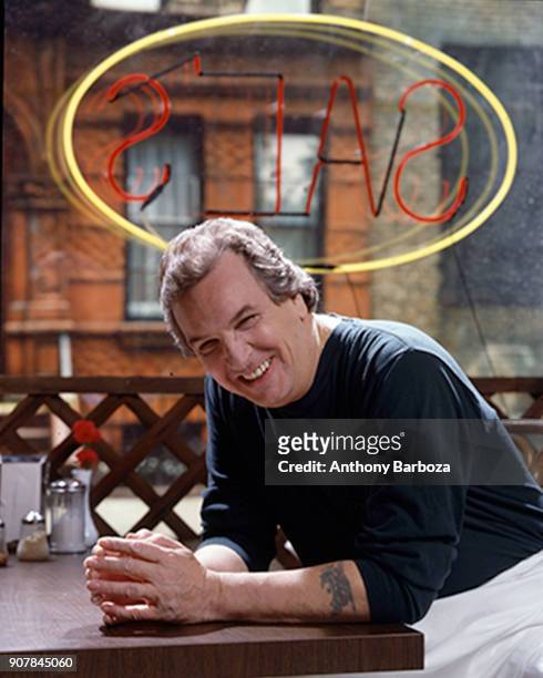 Portrait of American actor Danny Aiello, in costume smiles as he pose son the set of the film 'Do the Right Thing' , New York, 1989.